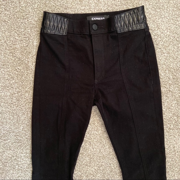 Express Denim - VEGAN LEATHER INSET JEANS